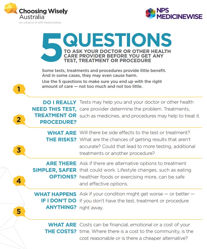 5 questions to ask your doctor before you get any test, treatment or procedure