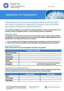 Application for registration